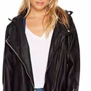 New  Free People Vegan Leather Drapey Moto Jacket